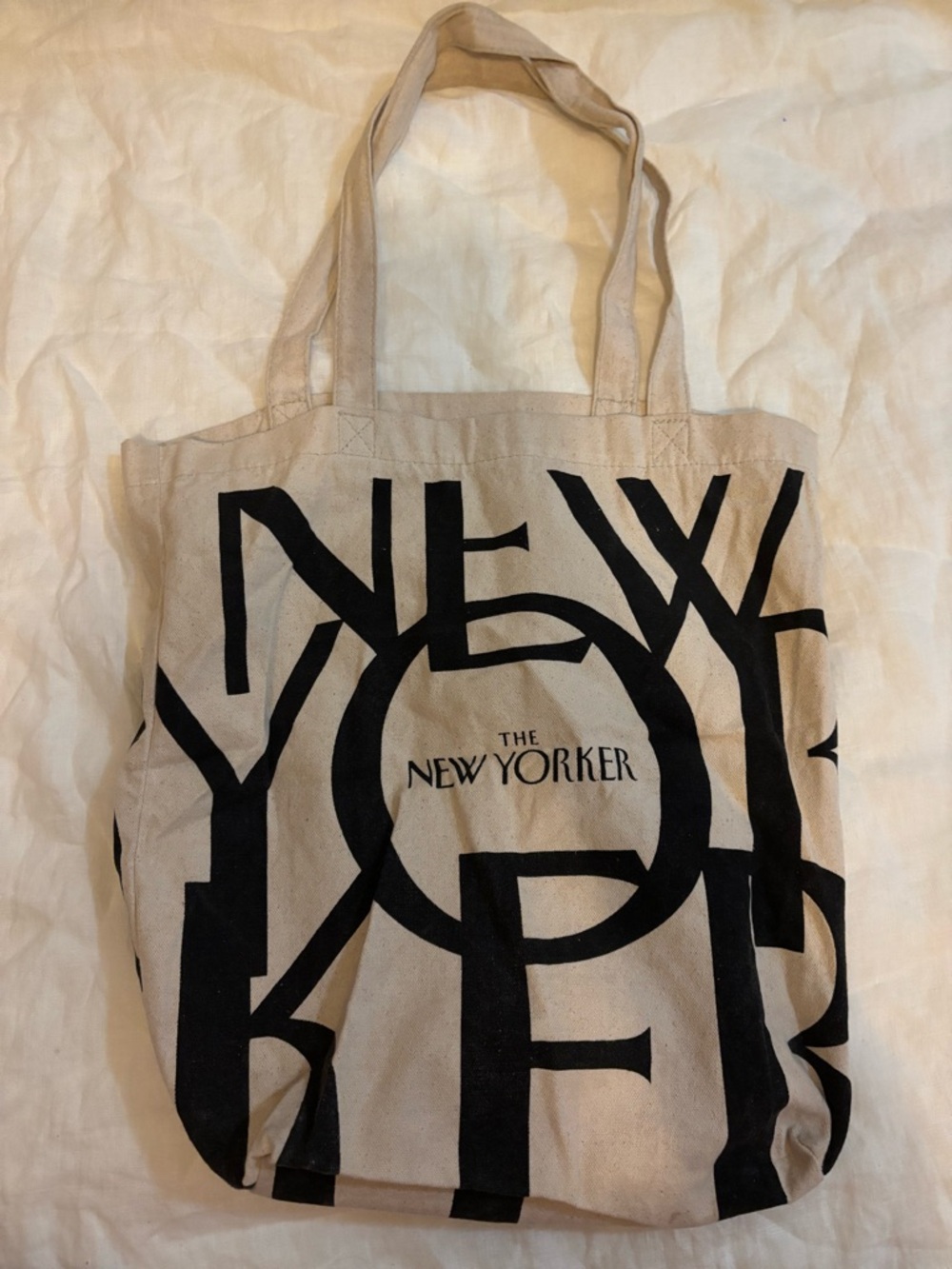 Vintage The New Yorker Canvas Tote Bag Off White & Black Reusable